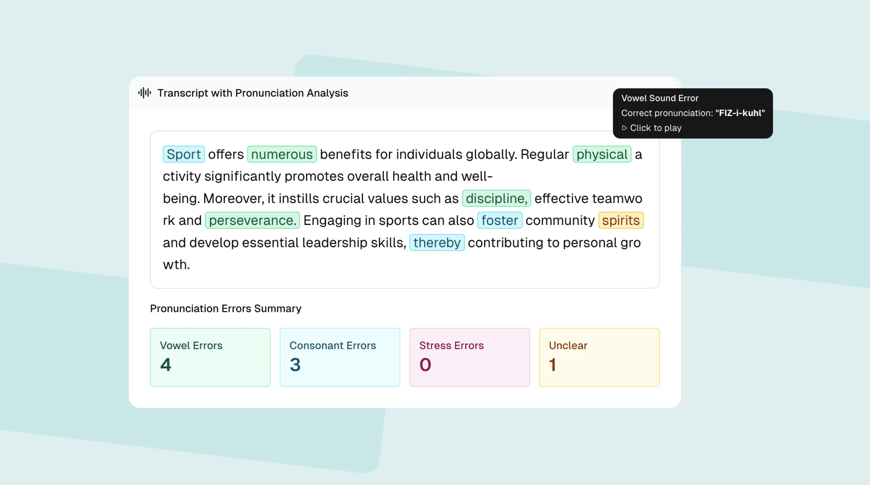 Pronunciation Errors: Phoneme-Level Feedback for PTE Speaking